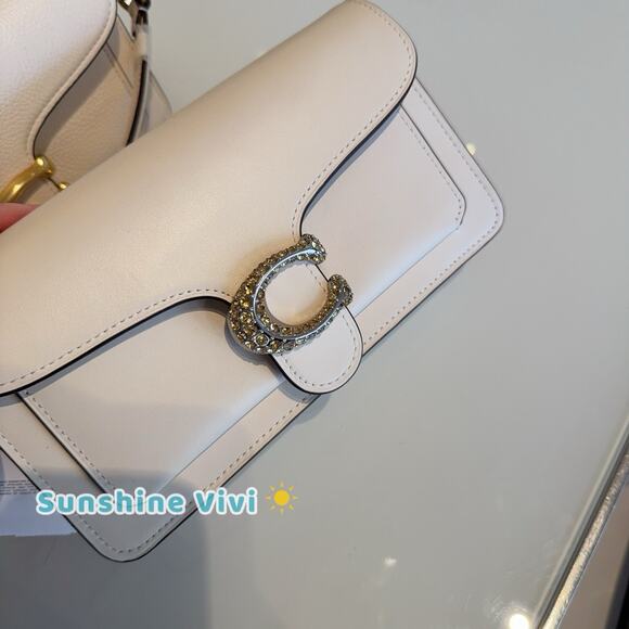 NWT Coach CX245 Tabby Chain Clutch Bag With Pave Crystals Chalk - Picture 6 of 7